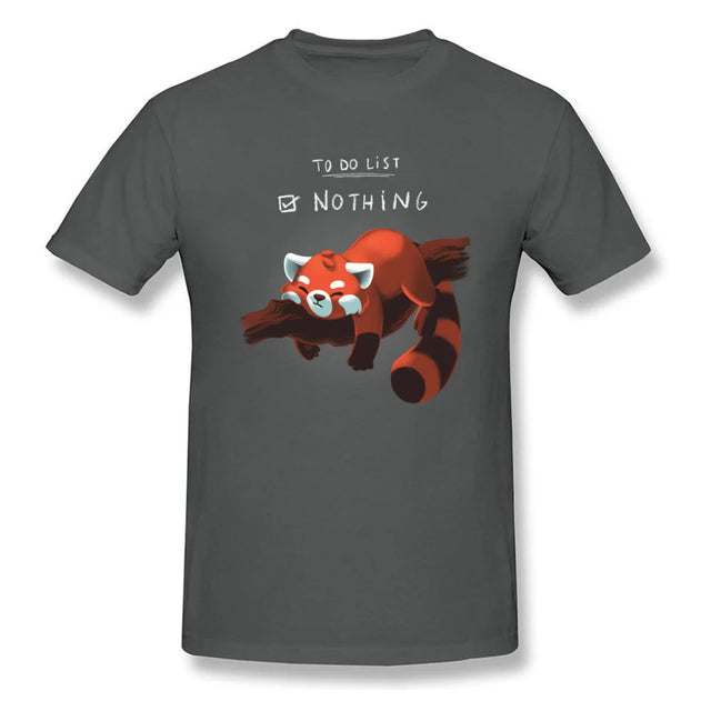 Niedliches faules rotes Panda bedrucktes T-Shirt