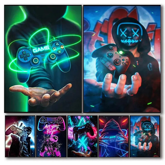Colorful Wall Decoration Poster Ps4 Controller - Item - BYTOODAY