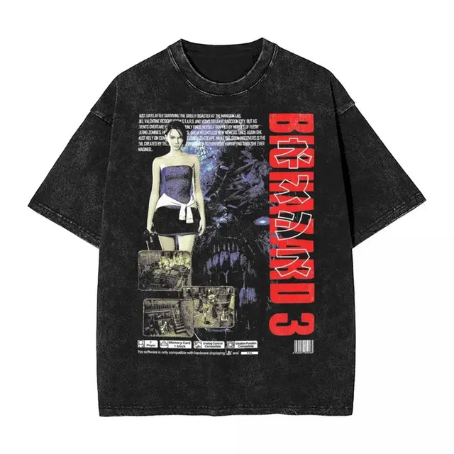 RE3 Nemesis Jill Valentine Custom Black T-shirt - BYTOODAY