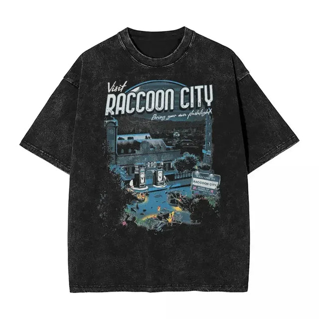 Visit Raccoon City RE Custom Black T-shirt - BYTOODAY