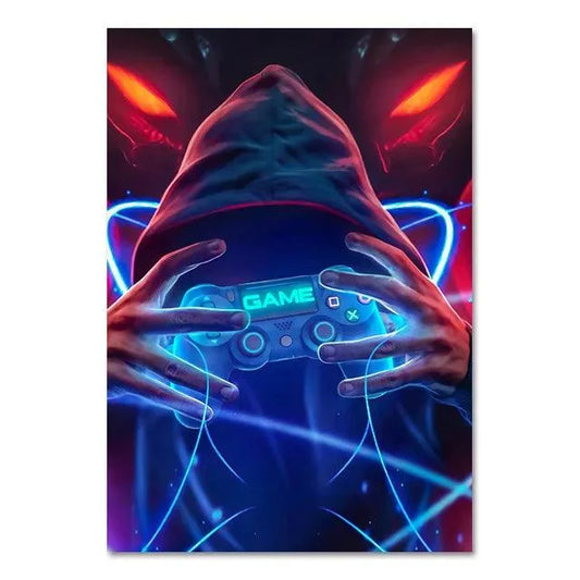 Blue Wall Decoration Poster Custom Ps4 Controller - Item - BYTOODAY