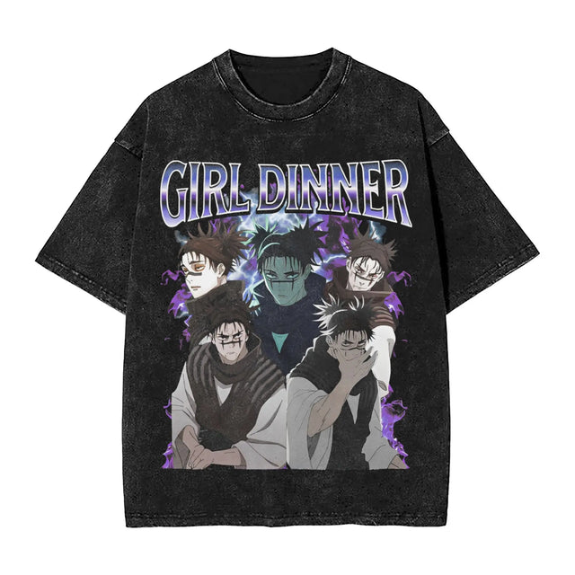 JJK - Choso "GIRL DINNER" Custom Black T-shirt - BYTOODAY