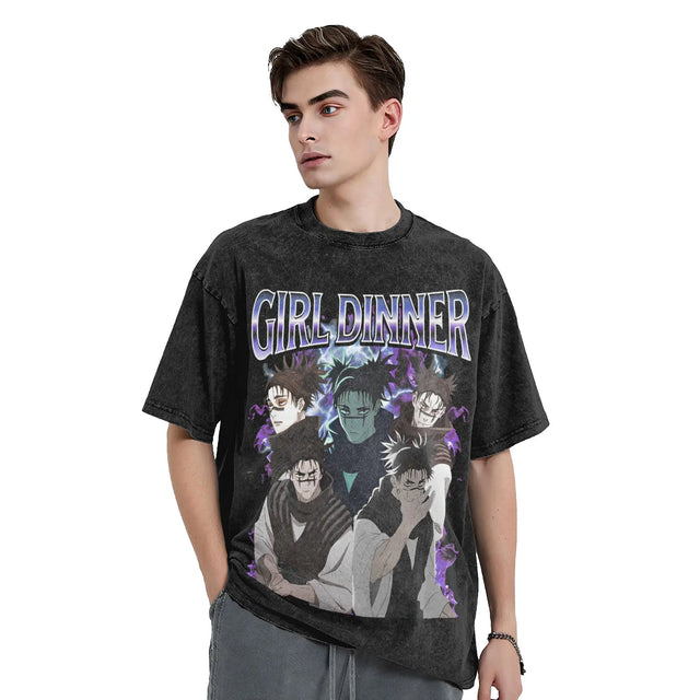 JJK - Choso "GIRL DINNER" Custom Black T-shirt - BYTOODAY