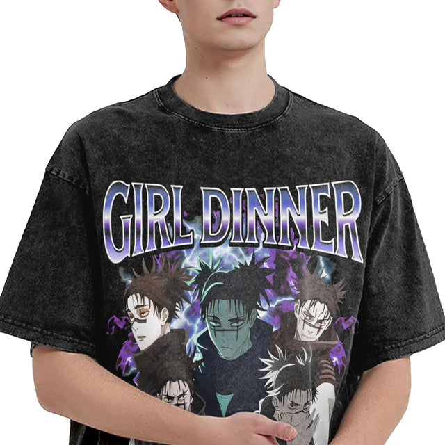 JJK - Choso "GIRL DINNER" Custom Black T-shirt - BYTOODAY