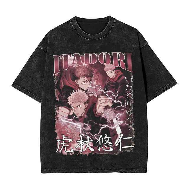 JJK - ITADORI Custom Black T-shirt - BYTOODAY
