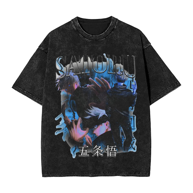 JJK - SATORU Custom Black T-shirt - BYTOODAY