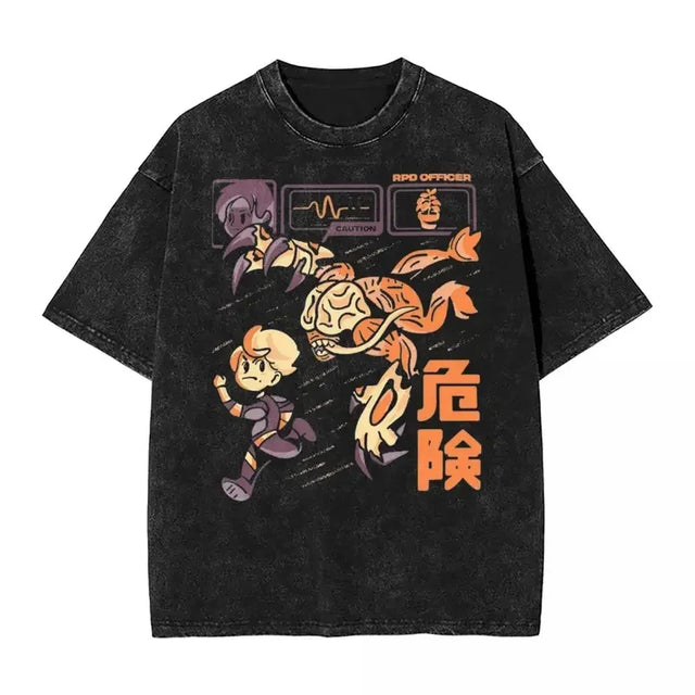 RE2 Leon Kennedy Anime Version Custom Black T-shirt - BYTOODAY