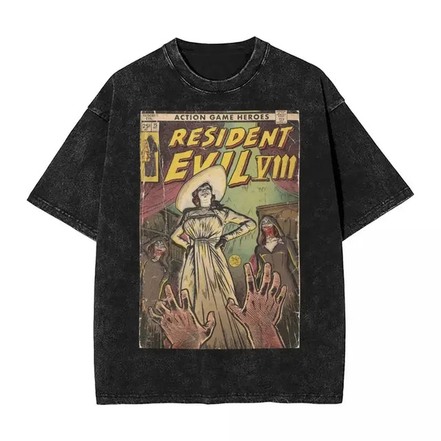 RE8 Lady Dimitrescu Comic Book Version Custom Black T-shirt - BYTOODAY