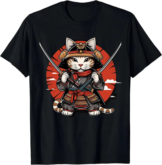 Samurai & Shinobi Cat Pattern Streetwear T-shirt - Item - BYTOODAY